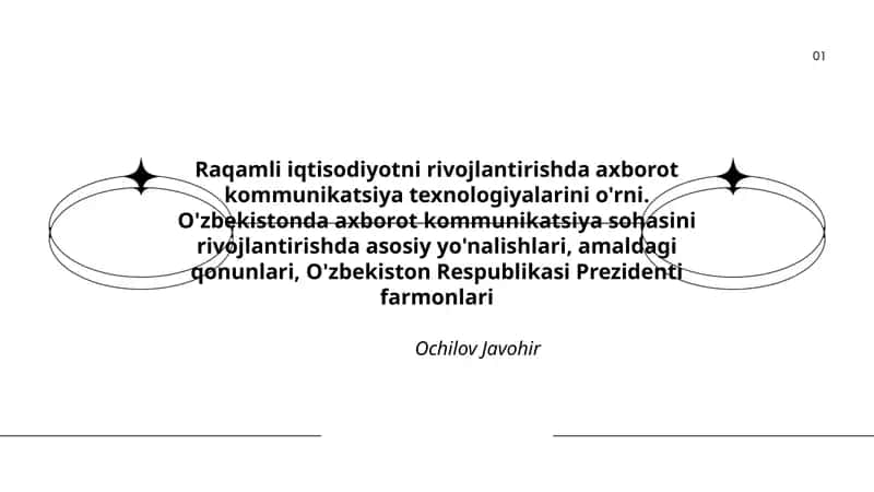 Raqamli iqtisodiyotni rivojlantirishda axborot kommunikatsiya texnologiyalarini o'rni
