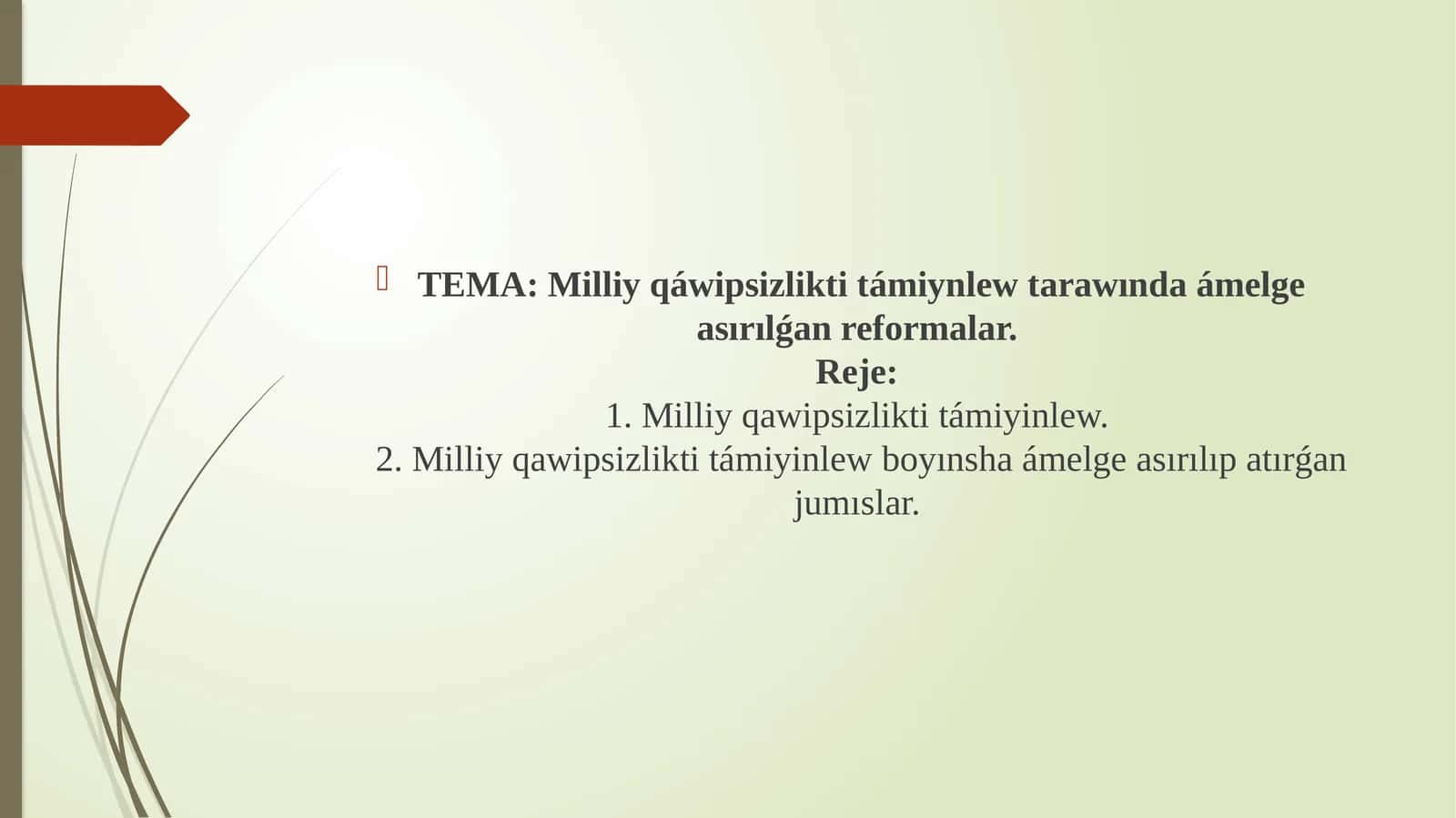 Milliy qáwipsizlikti támiynlew tarawında ámelge asırılǵan reformalar