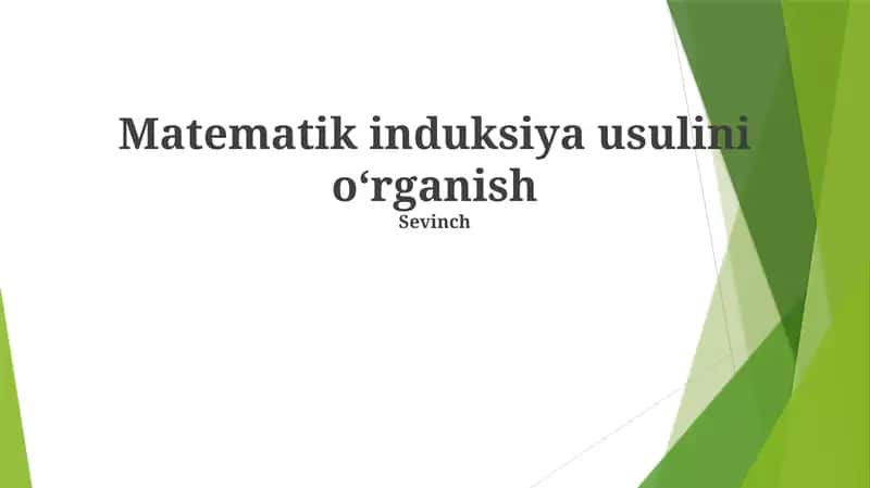 Matematik induksiya usulini oʻrganish