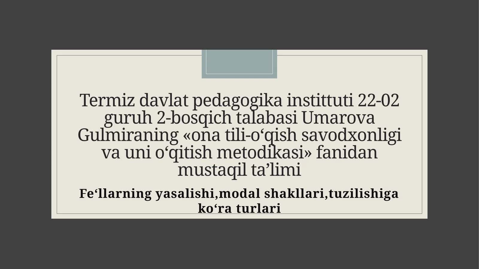 Ona tili-o‘qish savodxonligi va uni o‘qitish metodikasi