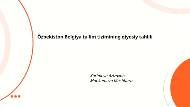 Òzbekiston Belgiya ta'lim tizimining qiyosiy tahlili