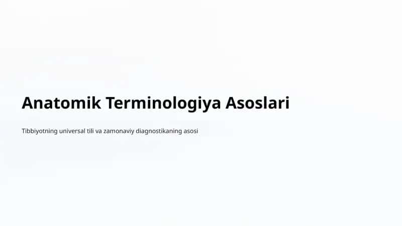 Anatomik Terminologiya Asoslari