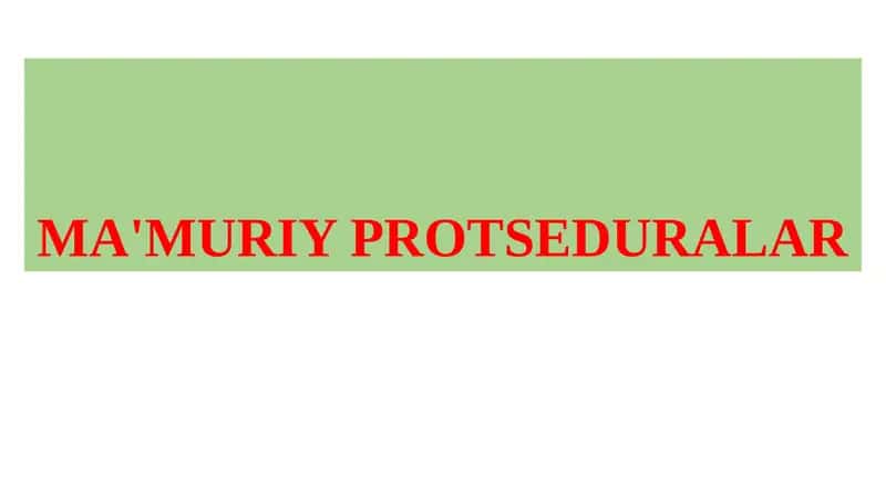 Ma'muriy Protse-duralar