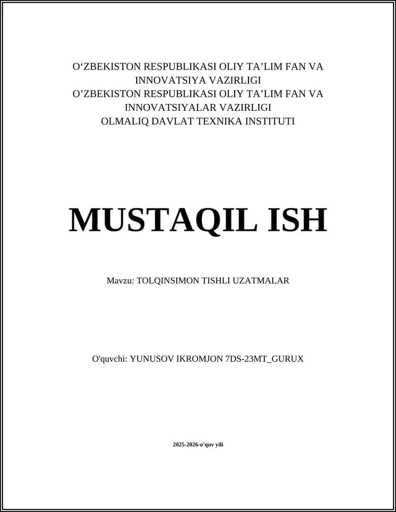 Tolqinsimon tishli uzatmalar