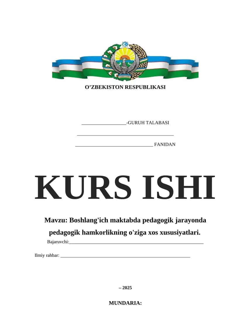 Boshlang'ich maktabda pedagogik jarayonda pedagogik hamkorlikning o'ziga xos xususiyatlari