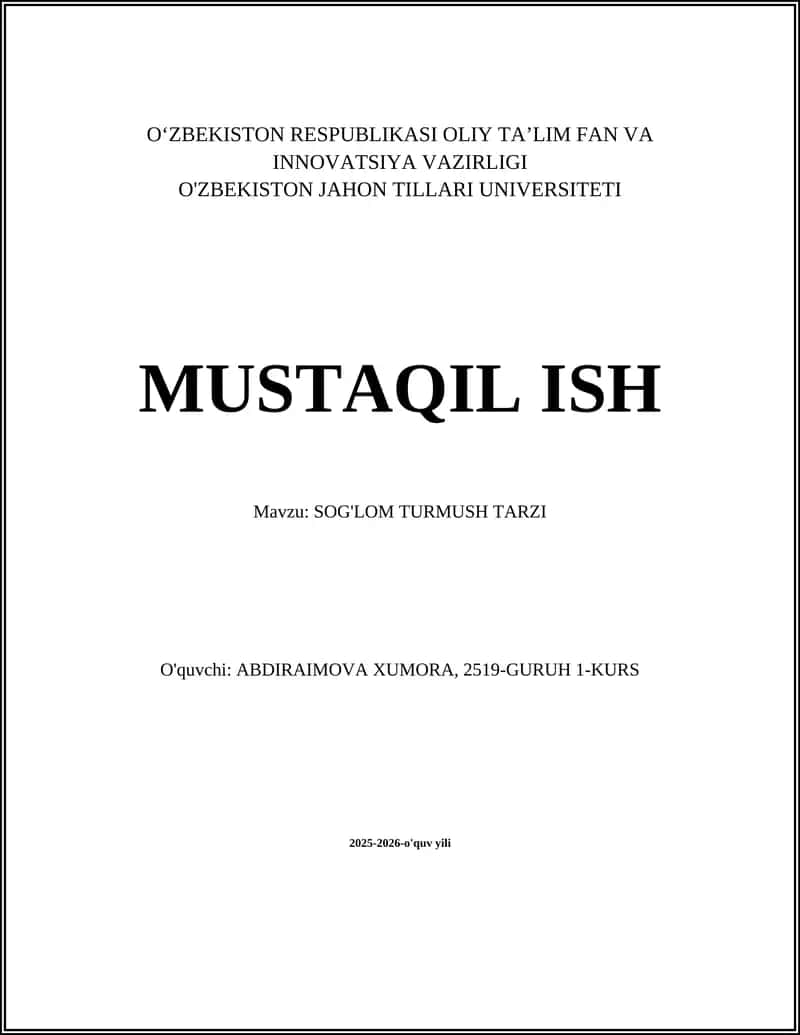SOG'LOM TURMUSH TARZI