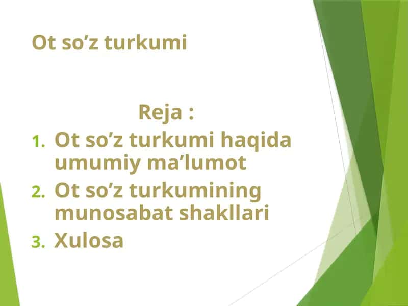 Ot so’z turkumi