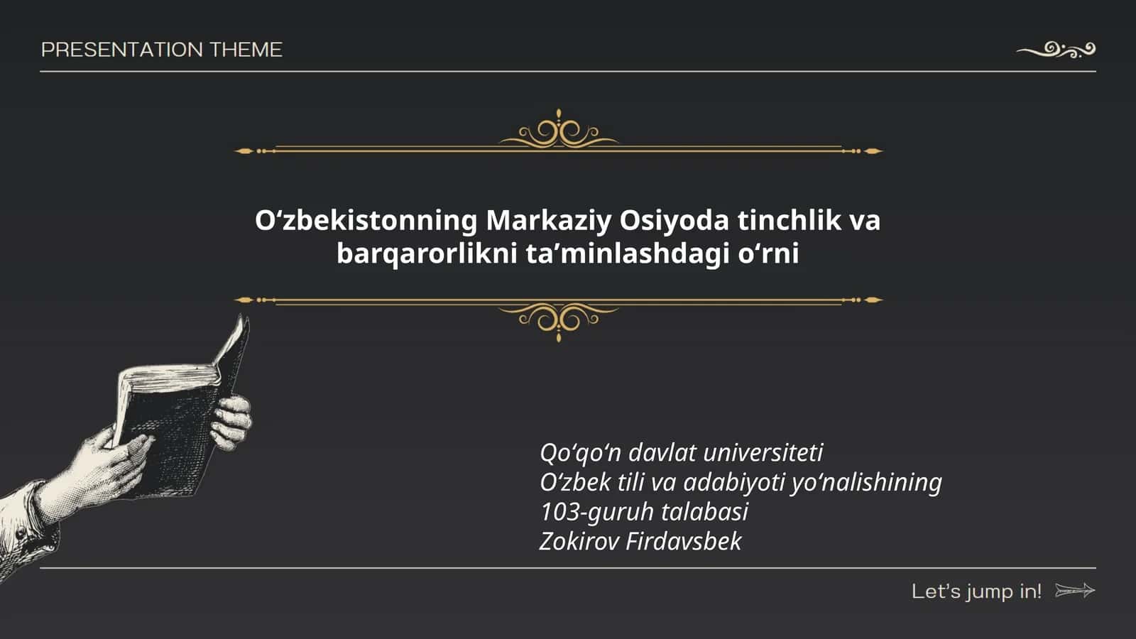 Oʻzbekistonning Markaziy Osiyoda tinchlik va barqarorlikni taʼminlashdagi oʻrni