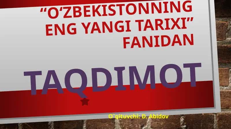 O‘zbekistonning eng yangi tarixi