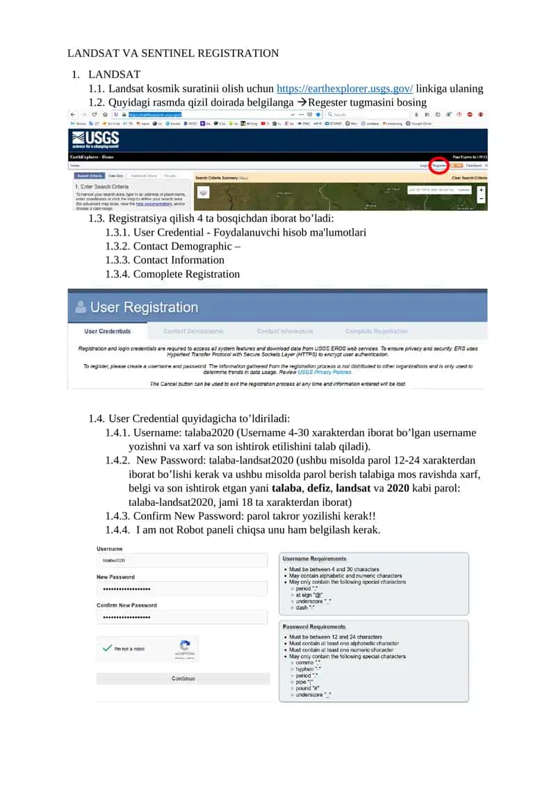LANDSAT VA SENTINEL REGISTRATION