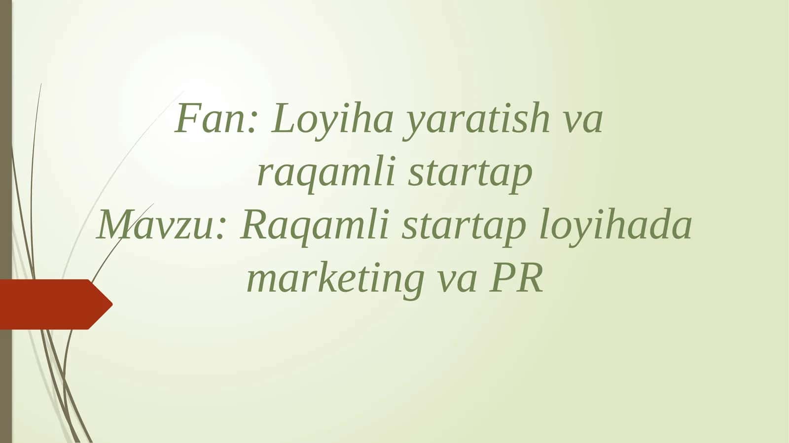 Raqamli startap loyihada marketing va PR