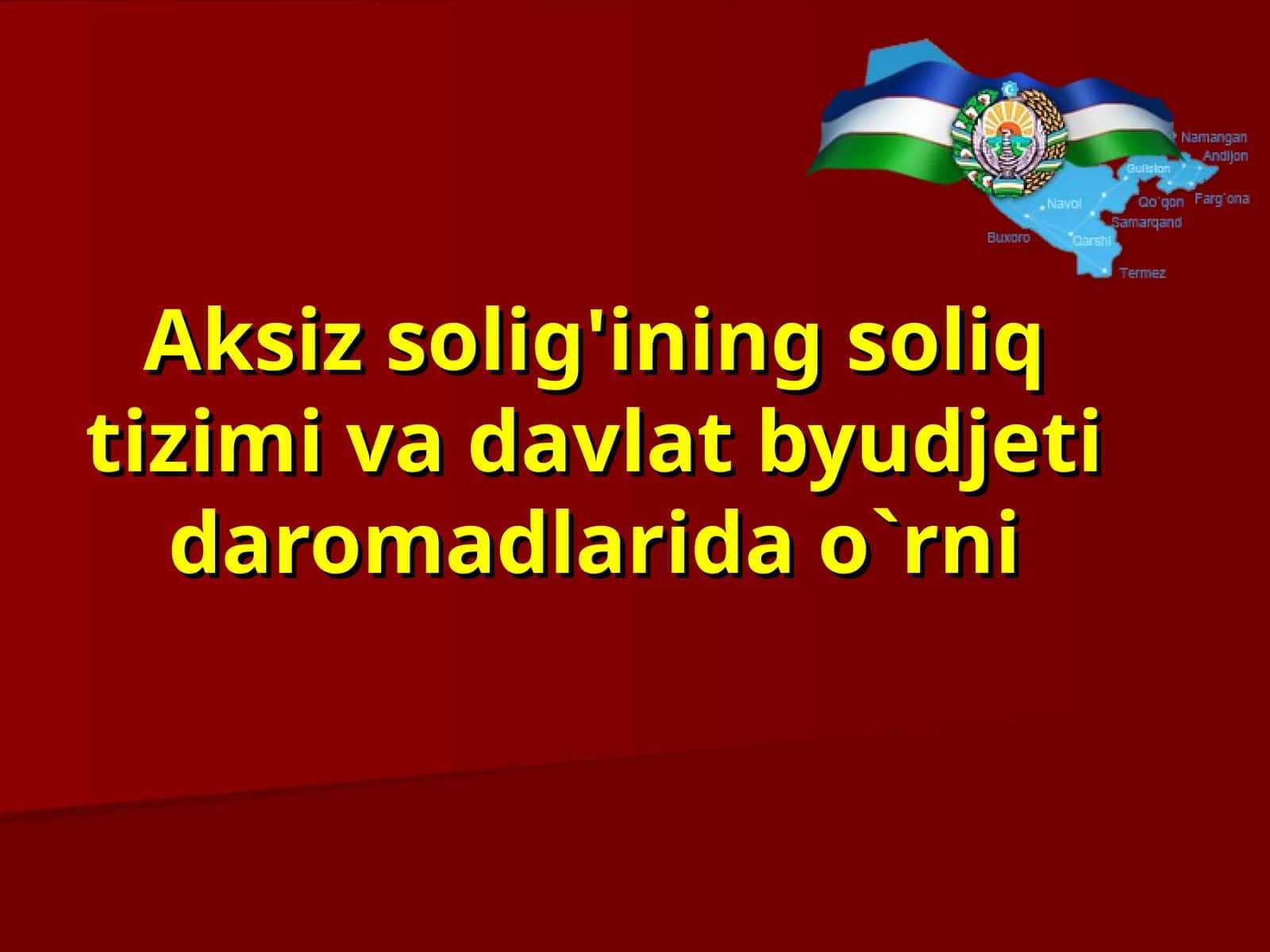 Aksiz solig'ining soliq tizimi va davlat byudjeti daromadlarida o`rni