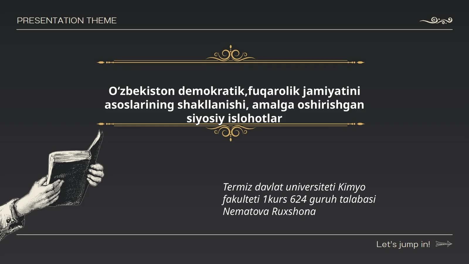 Kimyo fakulteti 1kurs 624 guruh talabasi Nematova Ruxshona