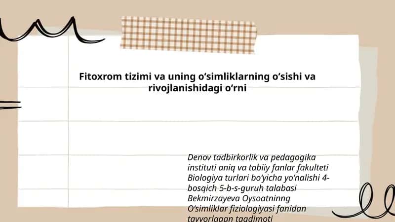Fitoxrom tizimi va uning oʻsimliklarning oʻsishi va rivojlanishidagi oʻrni