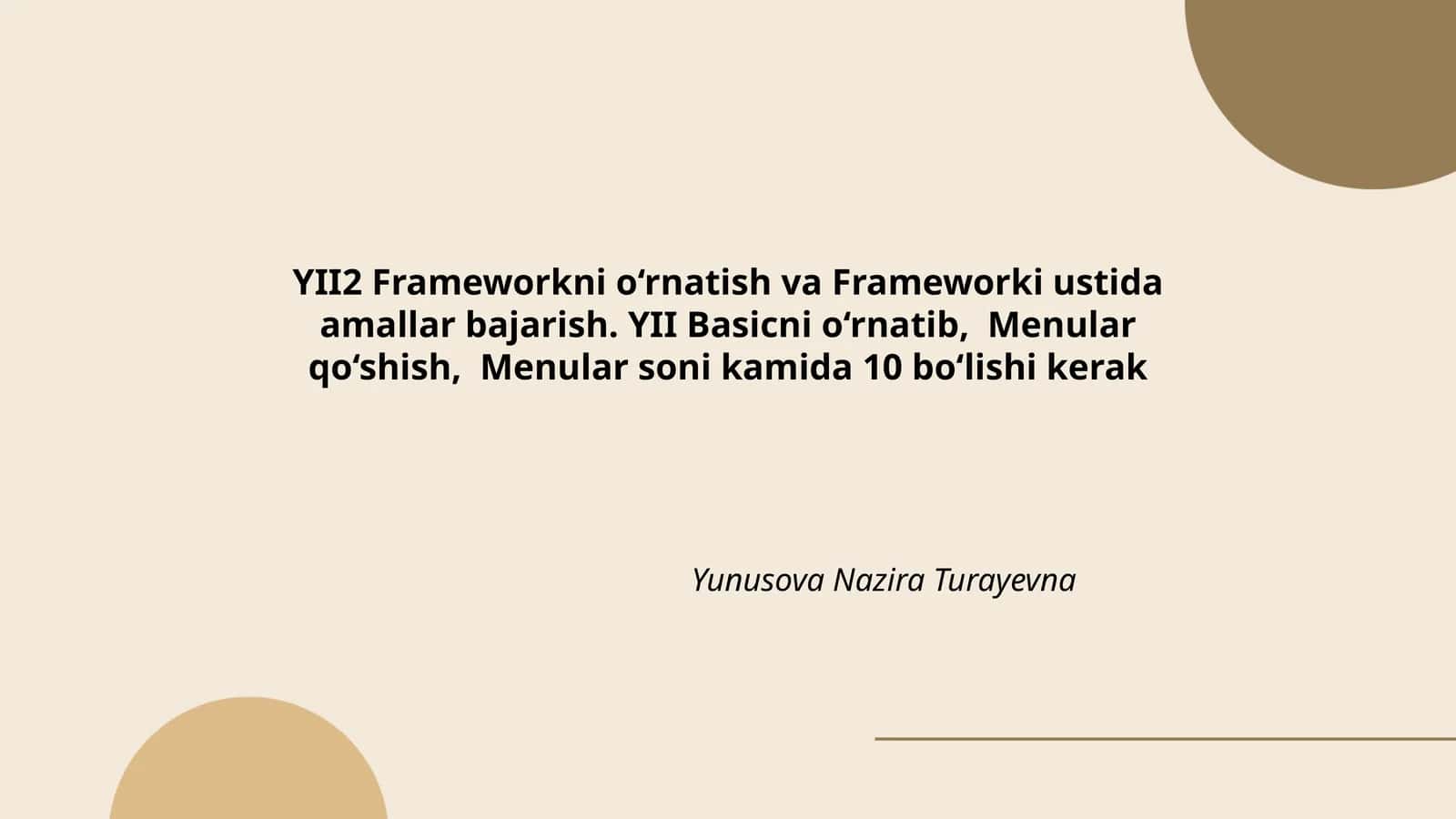 YII2 Framework bilan ishlash