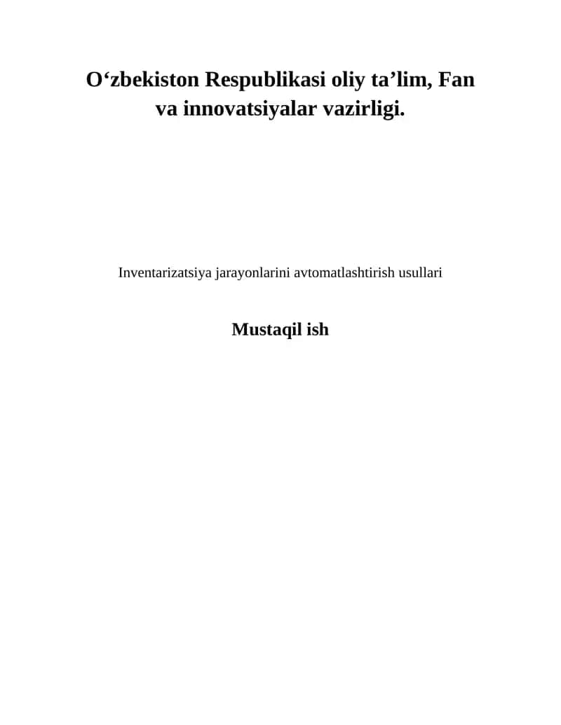 Inventarizatsiya jarayonlarini avtomatlashtirish usullari