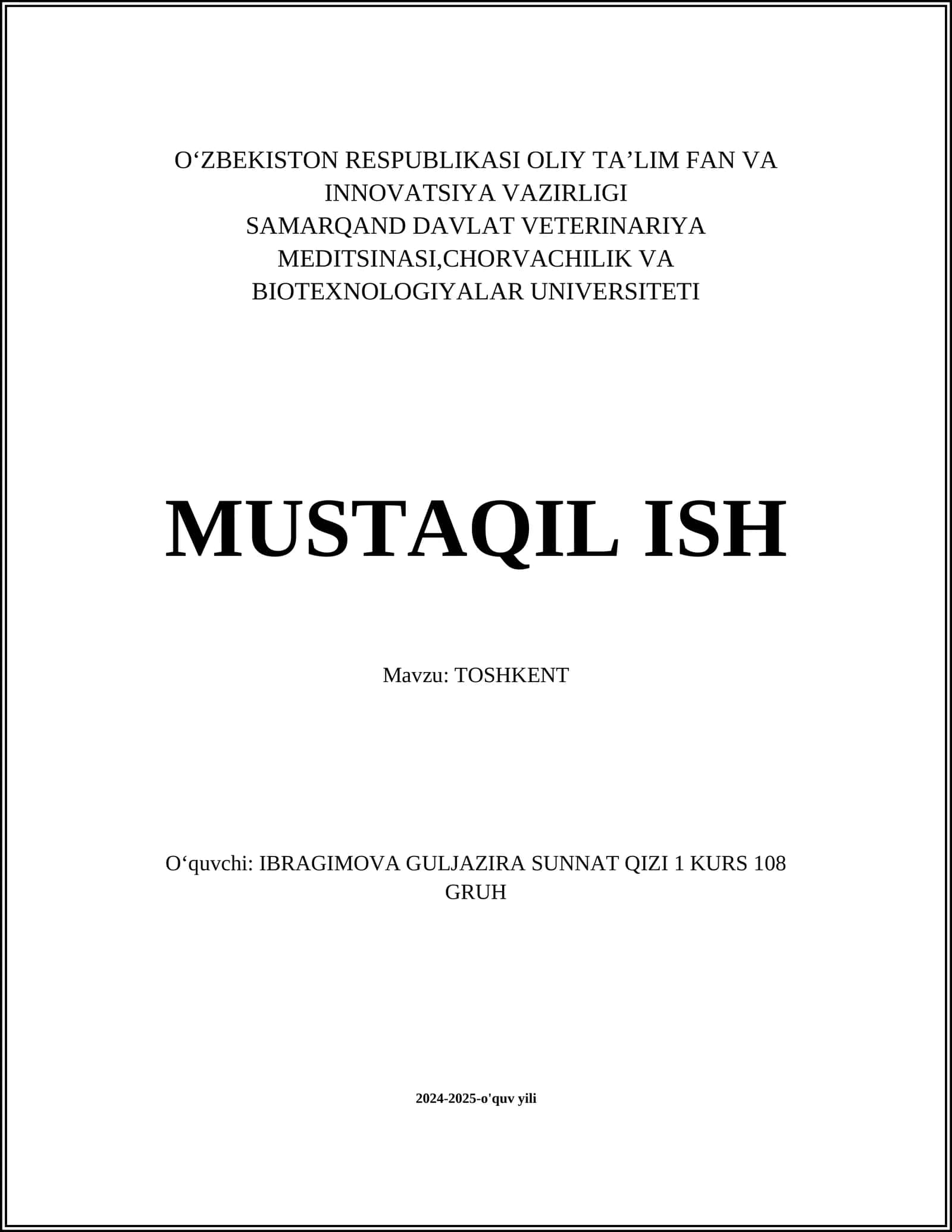 Tashkent History Course