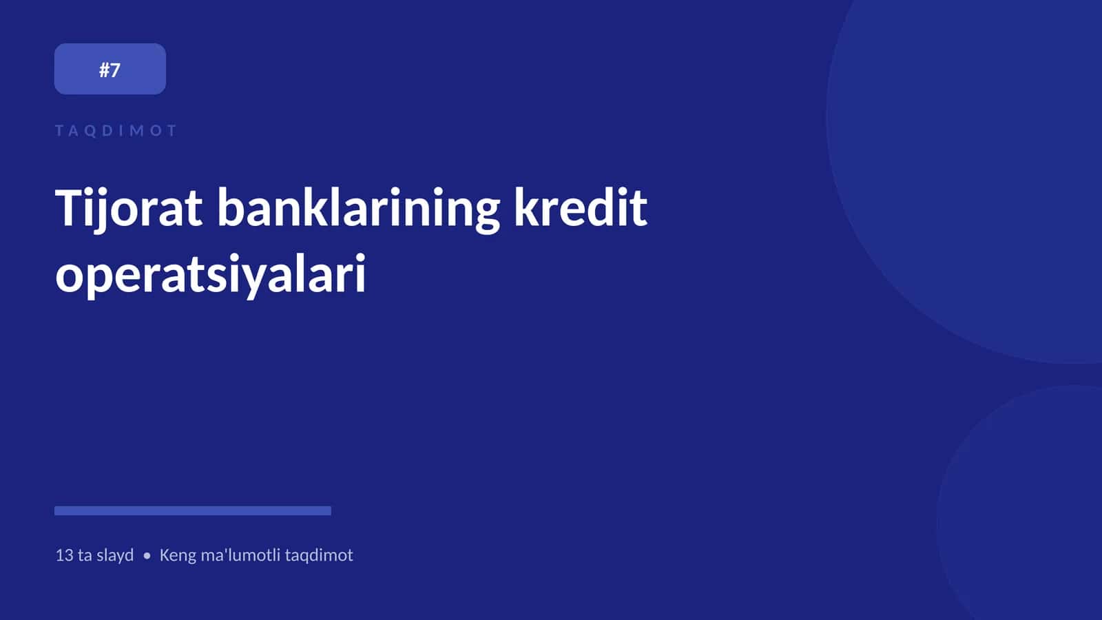 Tijorat banklarining kredit operatsiyalari