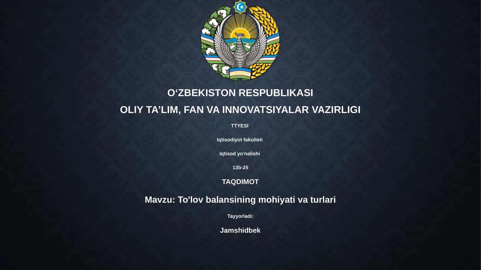 To'lov balansining mohiyati va turlari