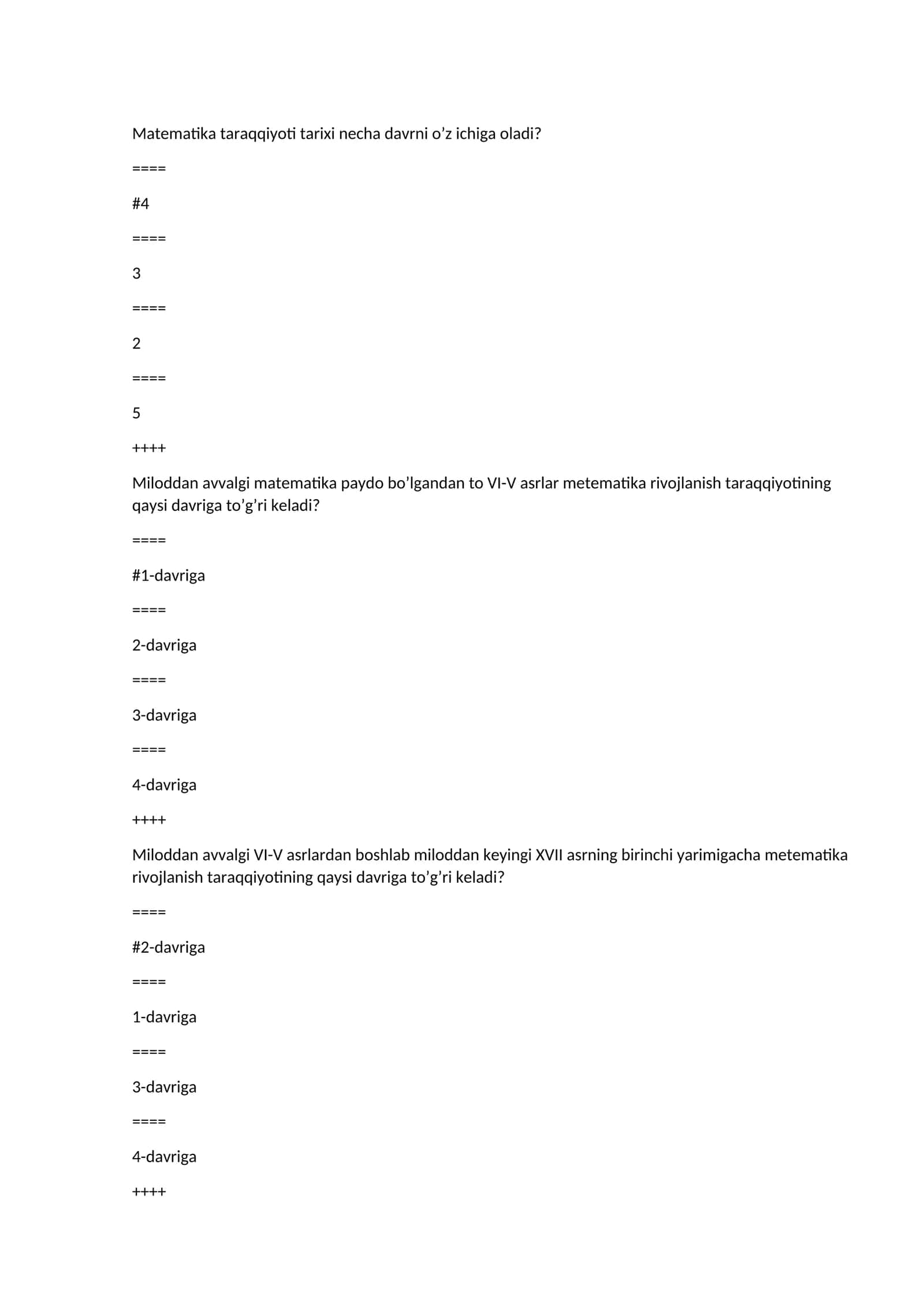 Matematika taraqqiyoti tarixi