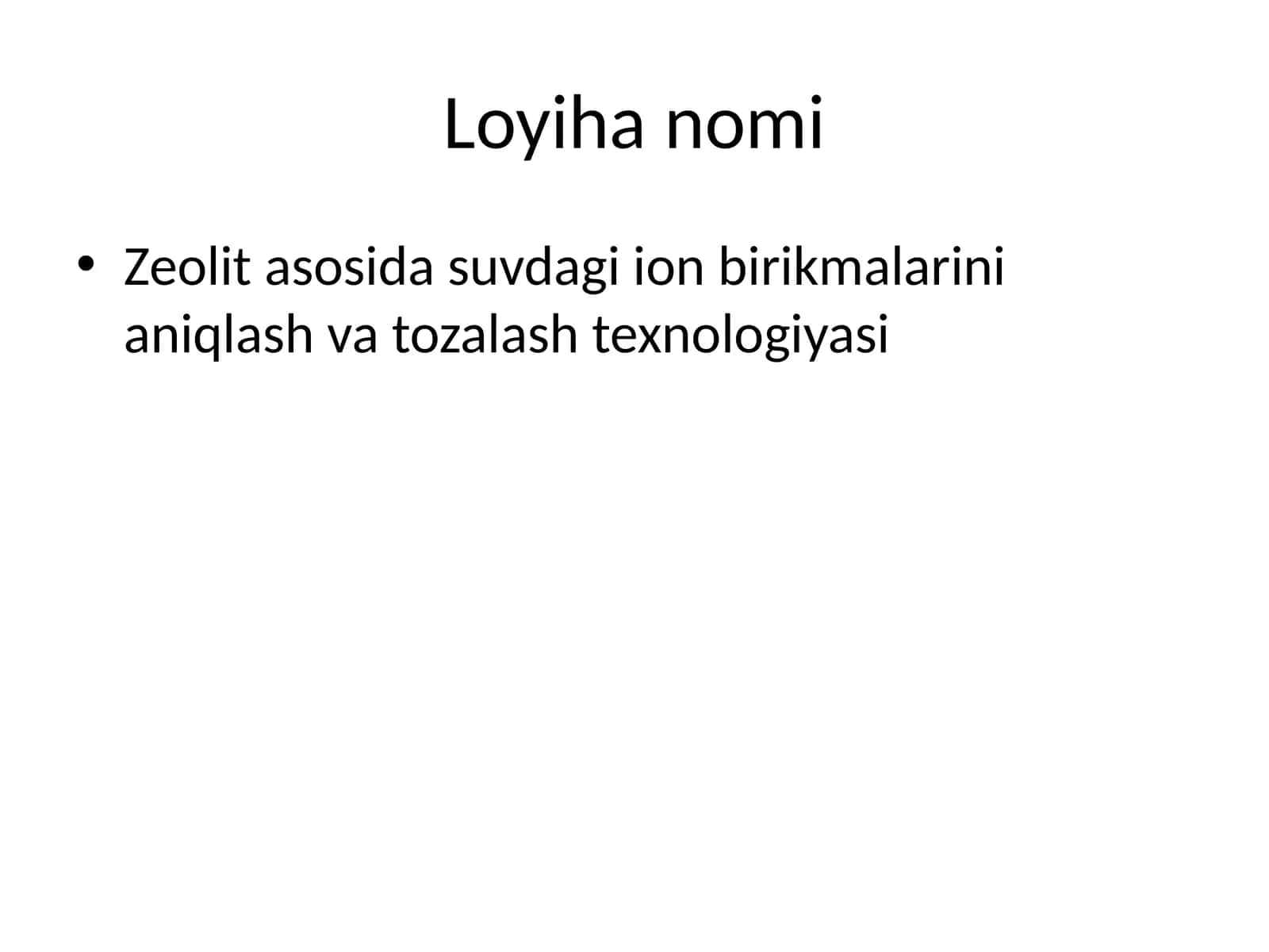 Zeolit asosida suvdagi ion birikmalarini aniqlash va tozalash texnologiyasi