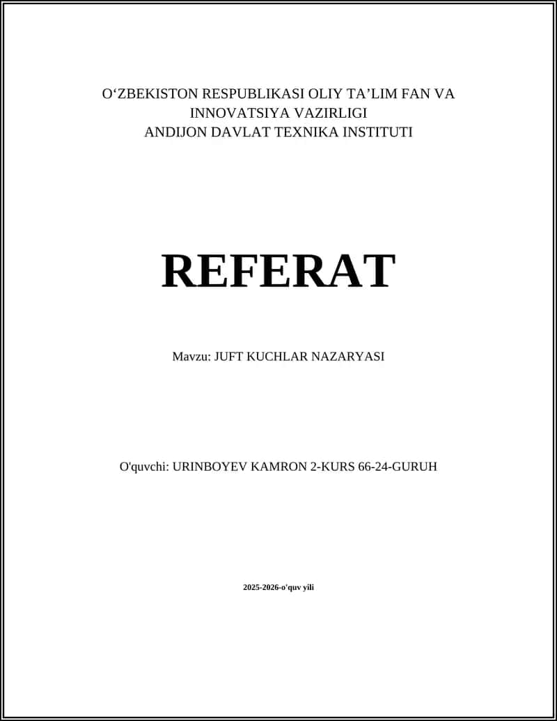 JUFT KUCHLAR NAZARYASI