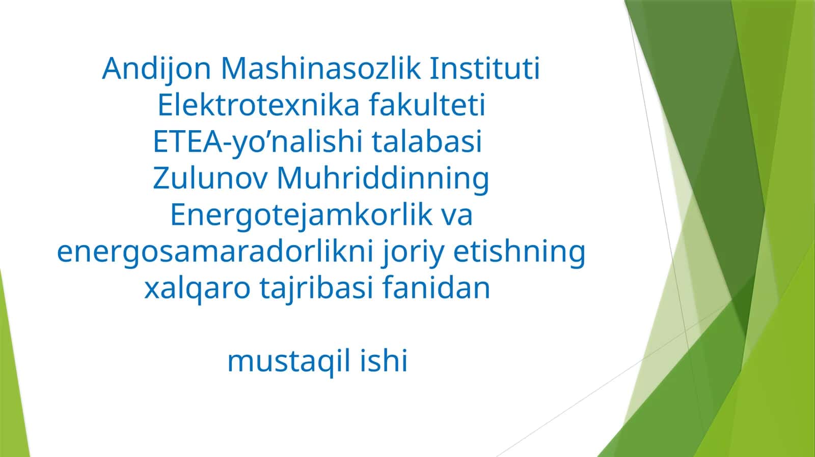 SANOAT KORXONALAR MA’MURIY BINOLARIDA ENERGIYADAN OQILONA FOYDALANISH