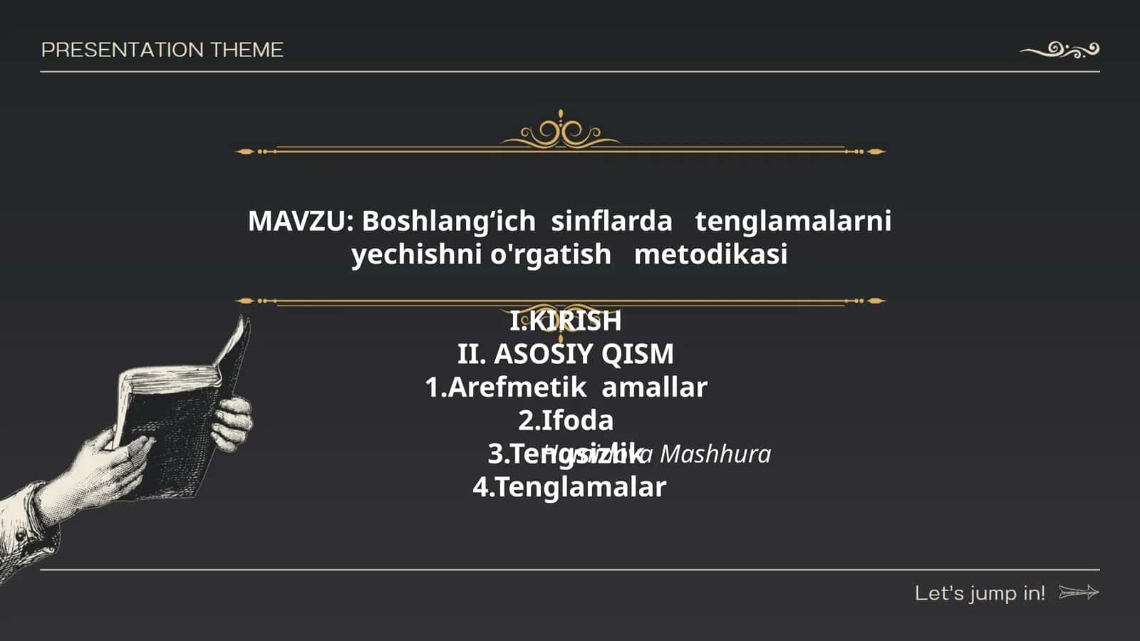Boshlang‘ich sinflarda tenglamalarni yechishni o'rgatish metodikasi