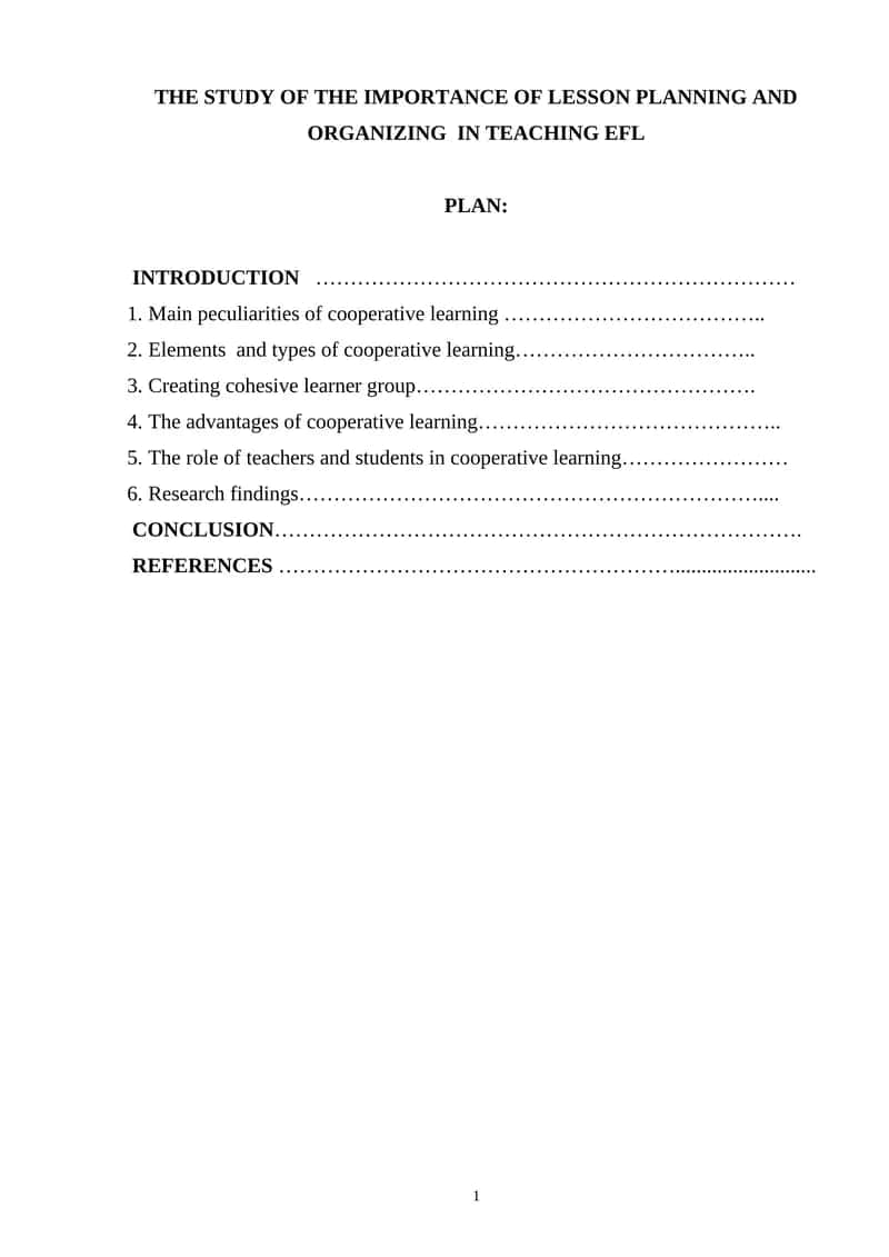Importance of Lesson Planning and Organizing in Teaching EFL