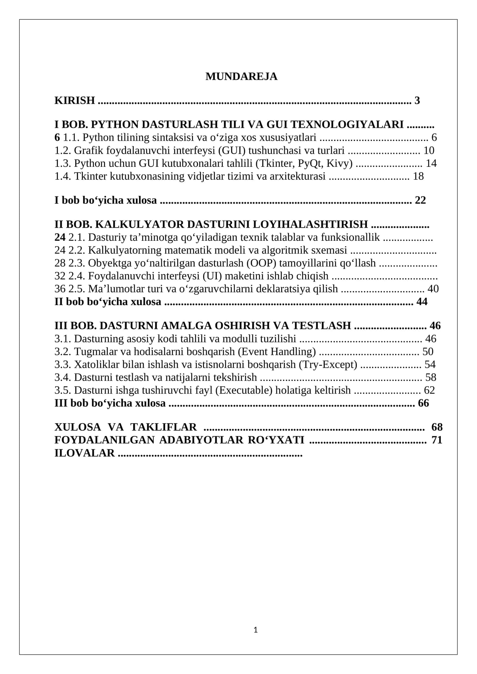 PYTHON DASTURLASH TILI VA GUI TEXNOLOGIYALARI