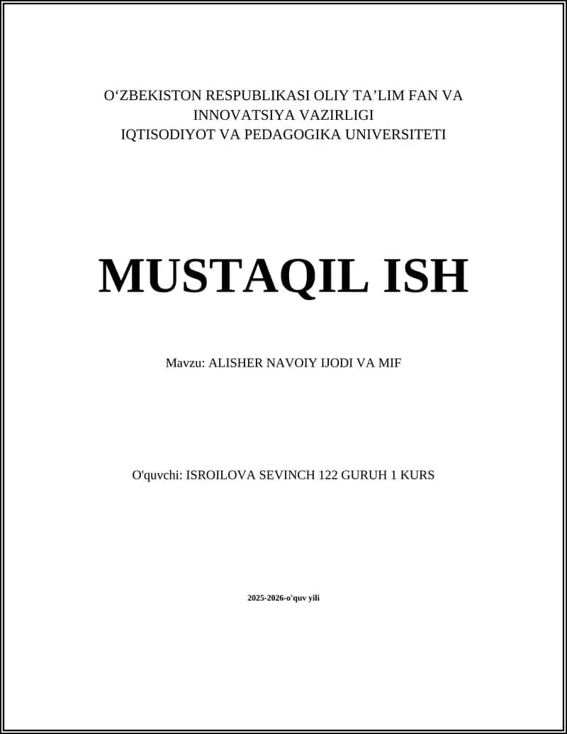ALISHER NAVOIY IJODI VA MIF