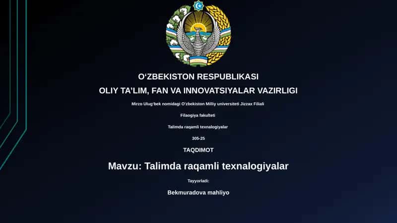 Talimda raqamli texnalogiyalar