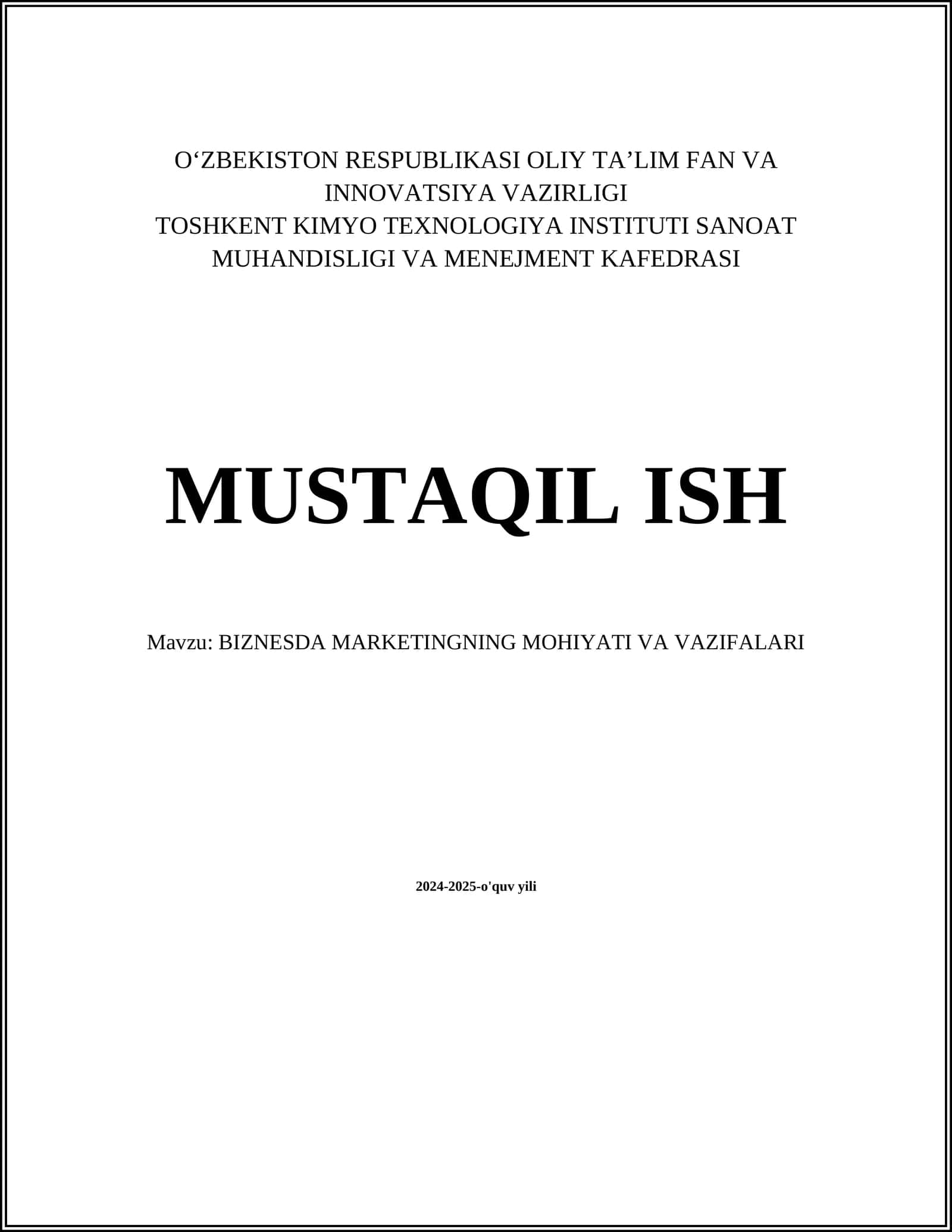 BIZNESDA MARKETINGNING MOHIYATI VA VAZIFALARI