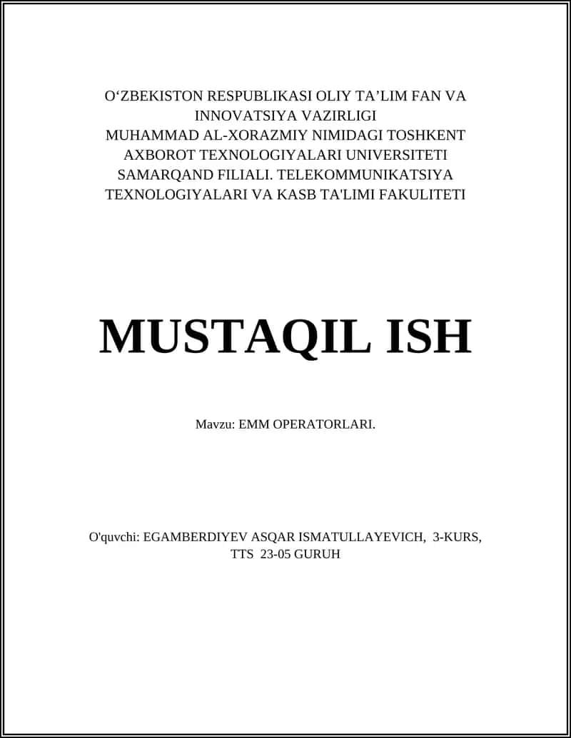 EMM Operatorlari