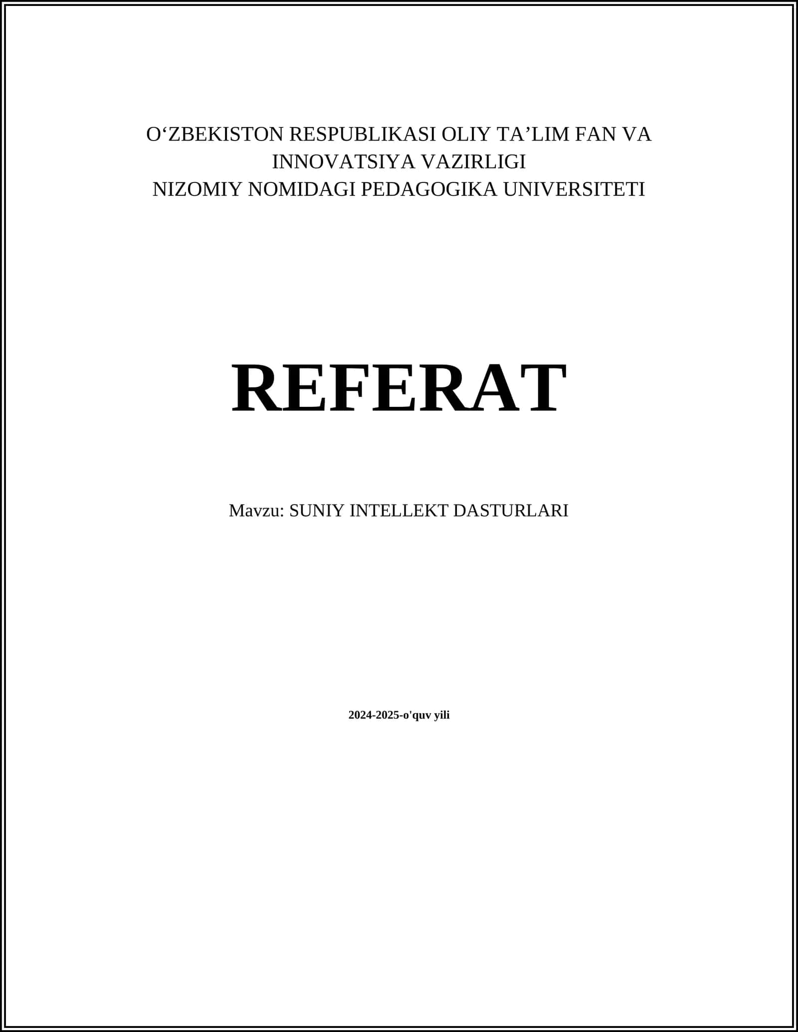SUNIY INTELLEKT DASTURLARI