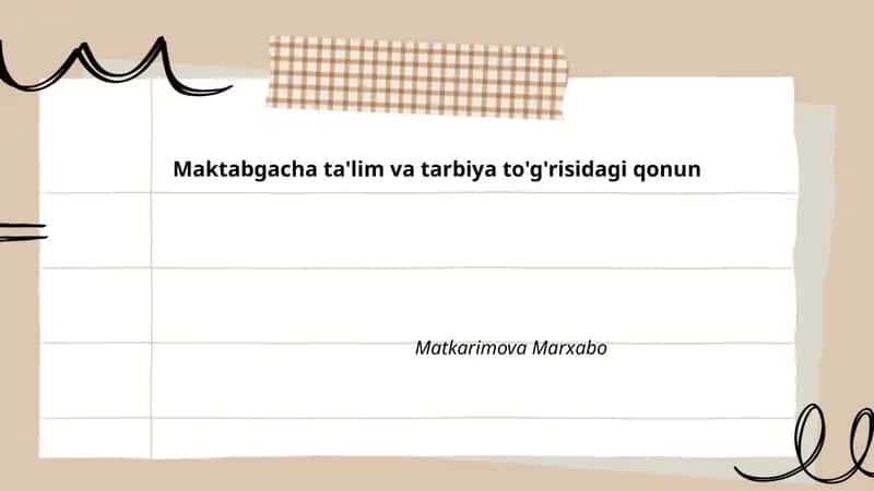 Maktabgacha ta'lim va tarbiya to'g'risidagi qonun