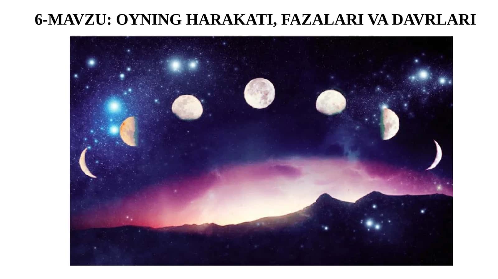11-sinf Astronomiya dars ishlanma. Oyning harakati, fazalari va davrlari