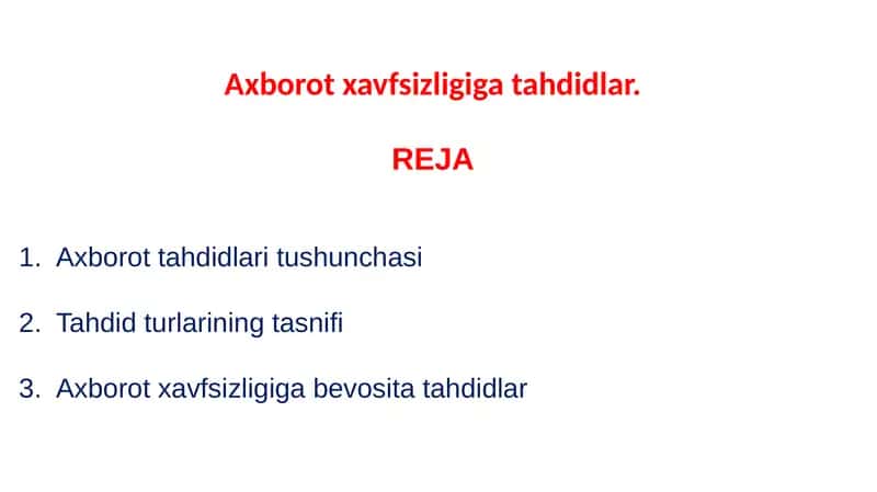 Axborot tahdidlari tushunchasi