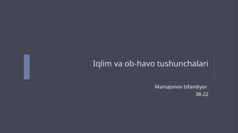 Iqlim va ob-havotushunchalari
