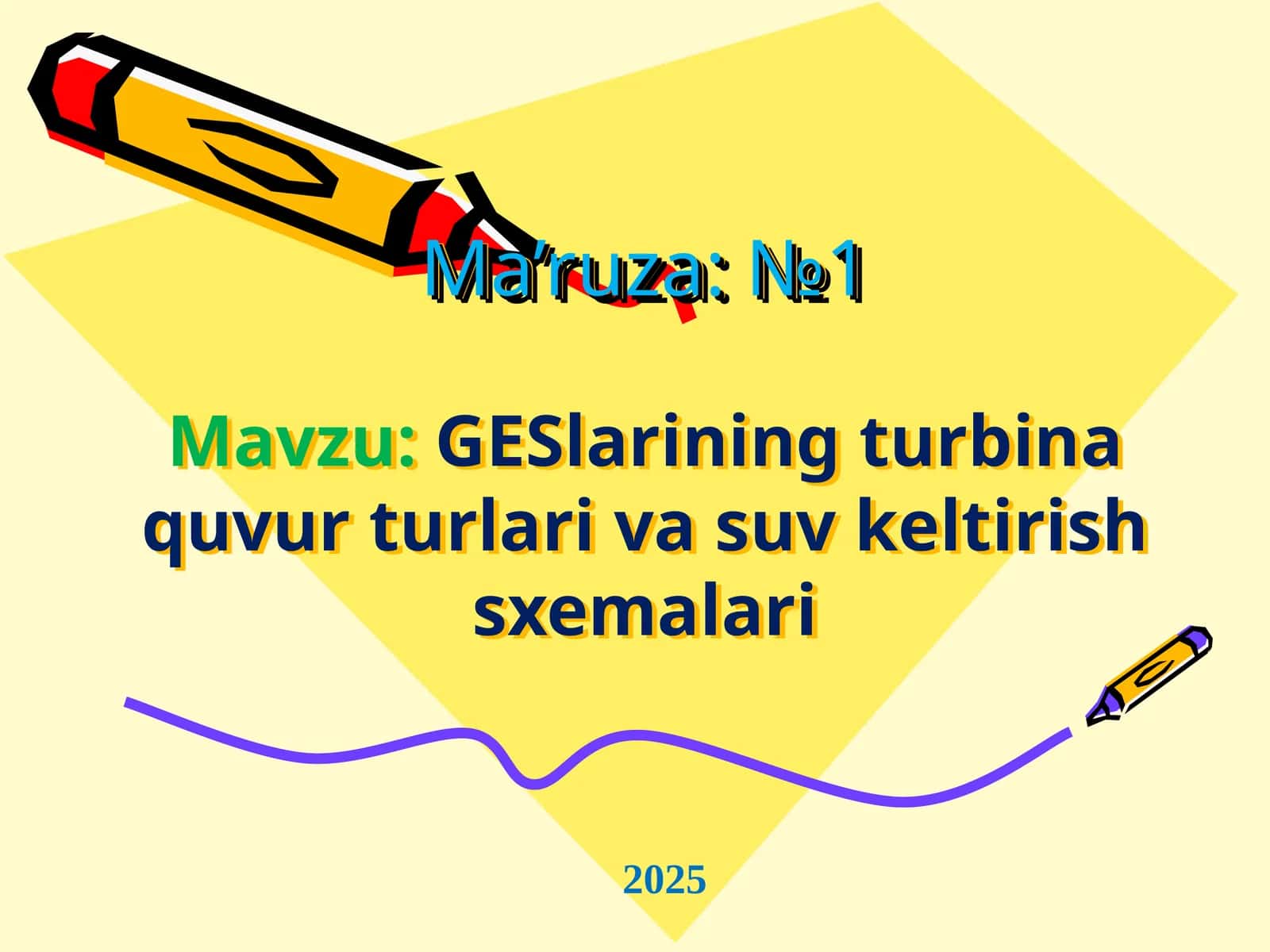GESlarining turbina quvur turlari va suv keltirish sxemalari