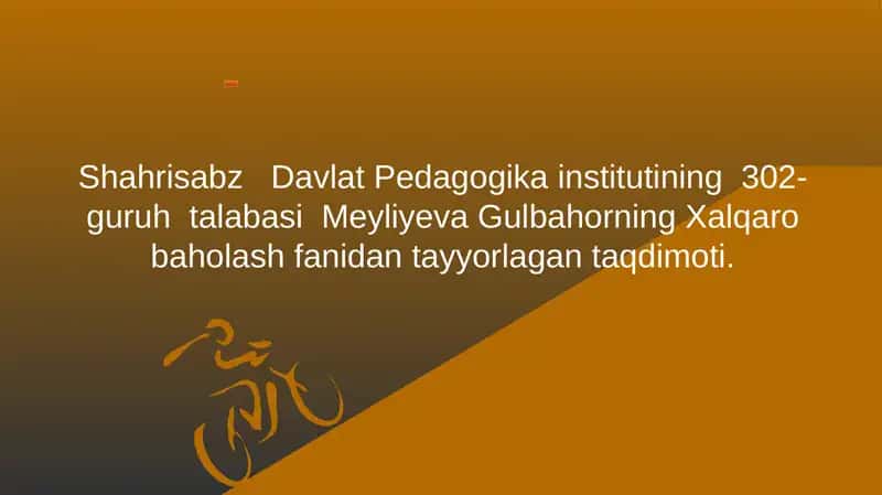 Xalqaro baholash metodlari