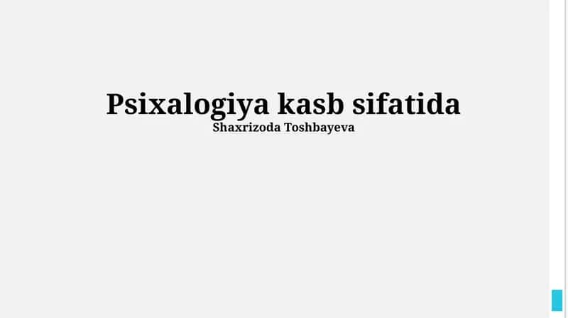 Psixalogiya kasb sifatida