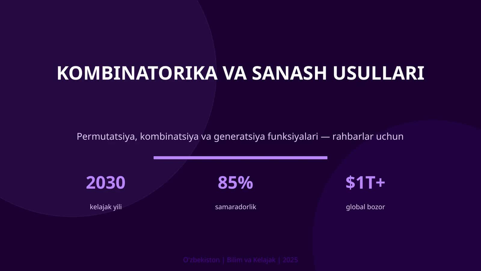 KOMBINATORIKA VA SANASH USULLARI