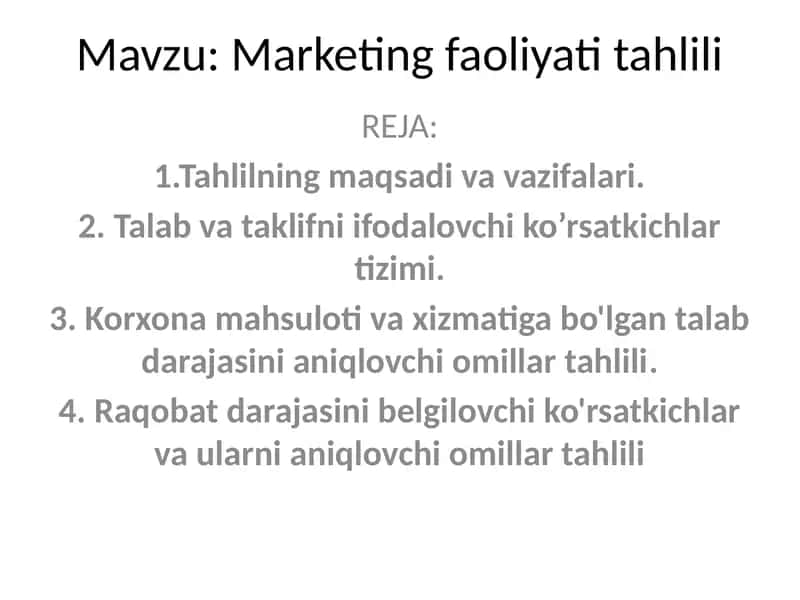 Marketing faoliyati tahlili