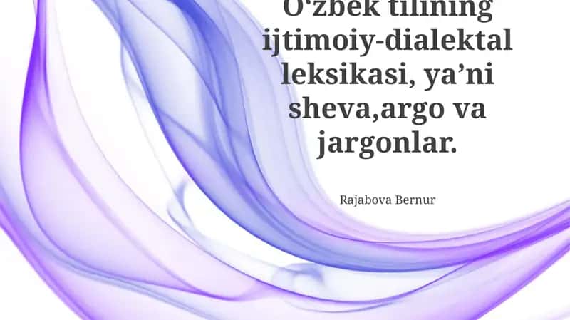 Oʻzbek Tilining Ijtimoiy-dialektal Leksikasi