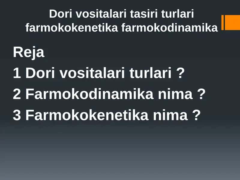 Dori vositalari tasiri turlari