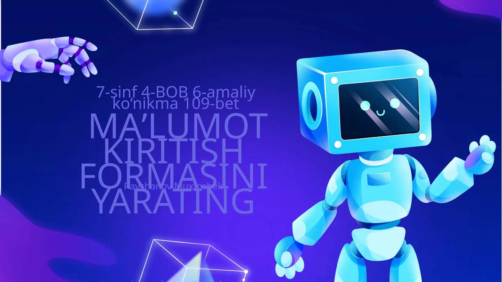 MAʼLUMOT KIRITISH FORMASINI YARATING