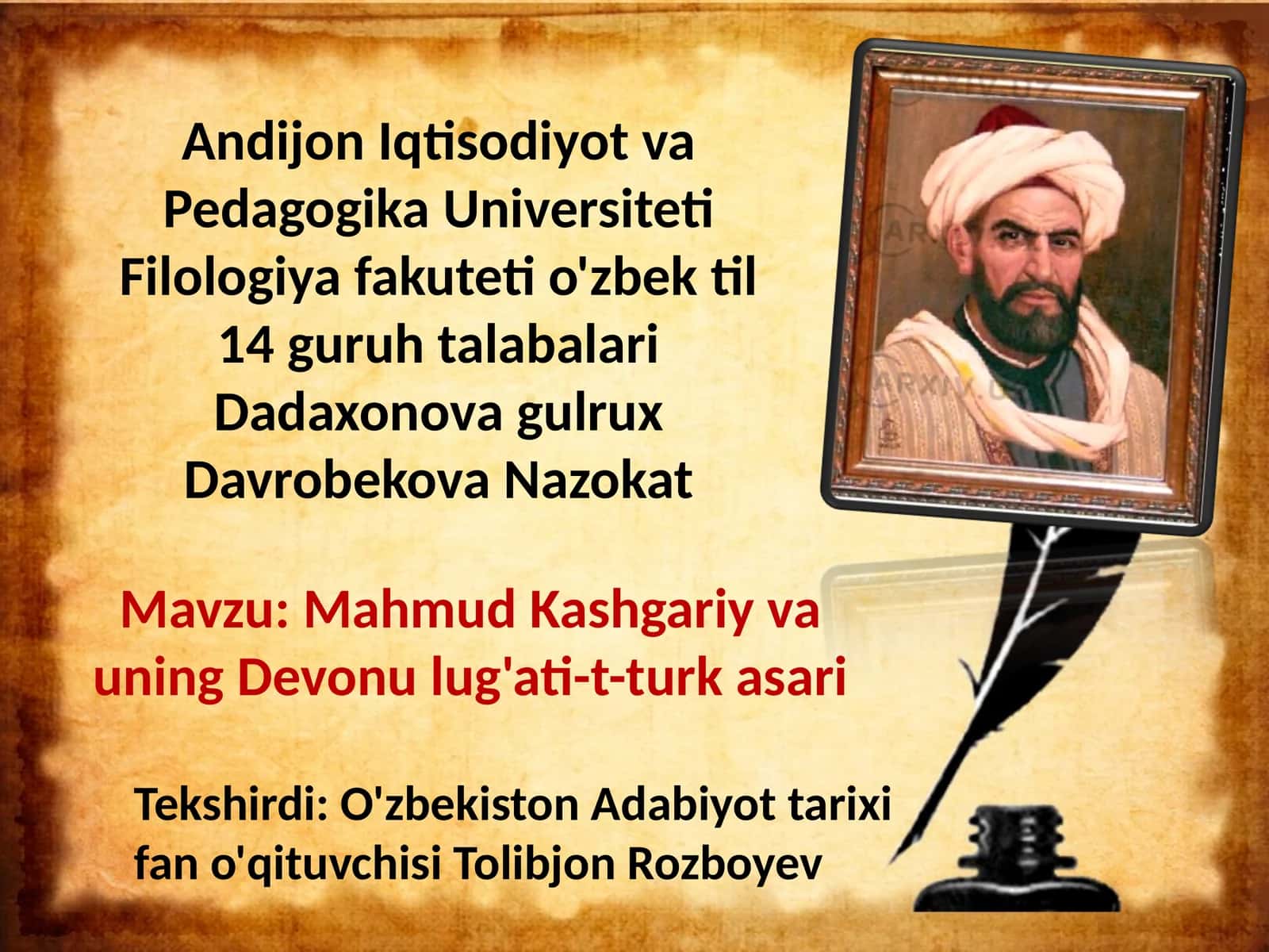 Mahmud Kashgariy va uning Devonu lug'ati-t-turk asari