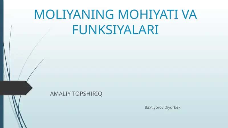 Moliyaning mohiyati va funksiyalari slayd