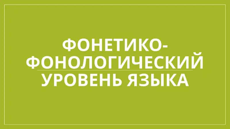 Фонетико-фонологический уровень языка
